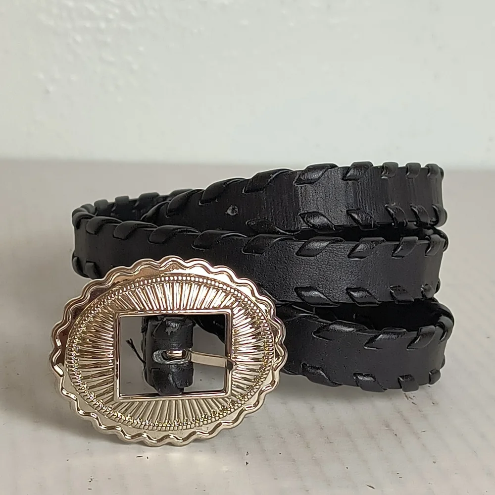 Western Concho Belt Black M/L Vegan Leather